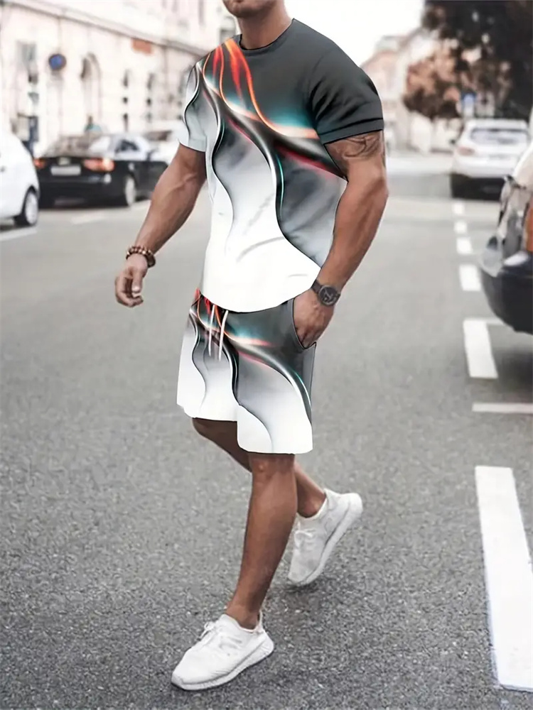 Trend Women Fashion - Kaus Tekstur Gradien Pria Wanita Setelan