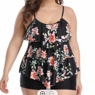 Crop Top Women - Tankini Wanita Bikini Motif Bunga Ukuran