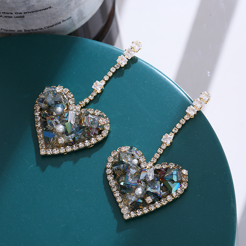 Women Fashion Nz - Anting Berbentuk Hati Kristal Sederhana Kelas