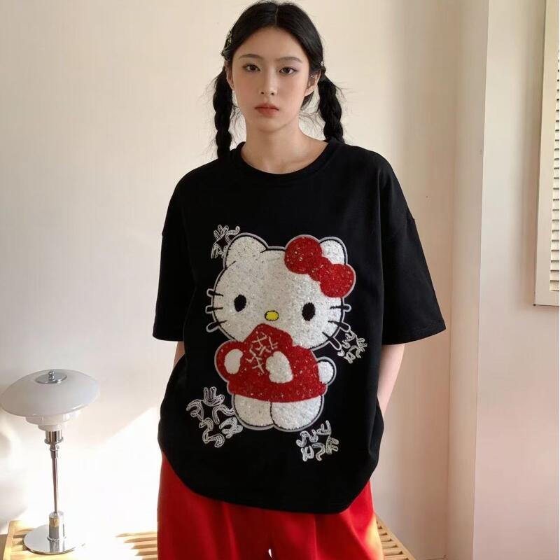 Trend Women Fashion - Kaus Bordir Handuk Berpayet Kartun Gaya