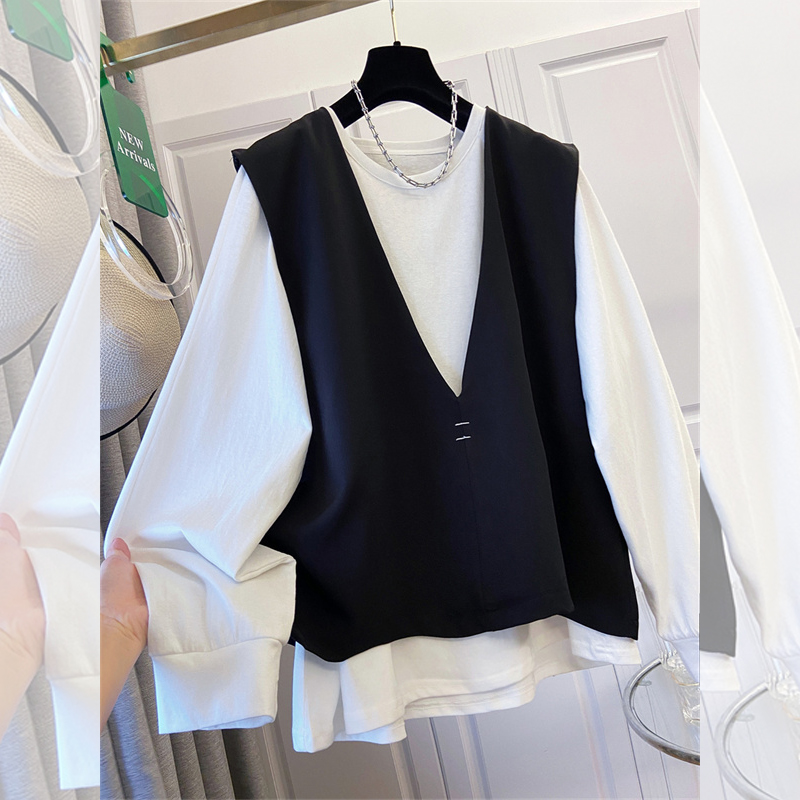 Women'S Fashion Tops - SuperAen Kaus Lengan Panjang Putih Pullover