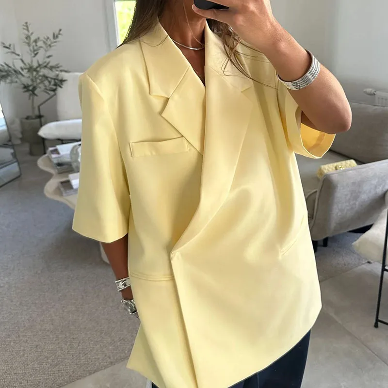 Blazer Women Oversized - Setelan Blazer Wanita Kasual Solid Kerah