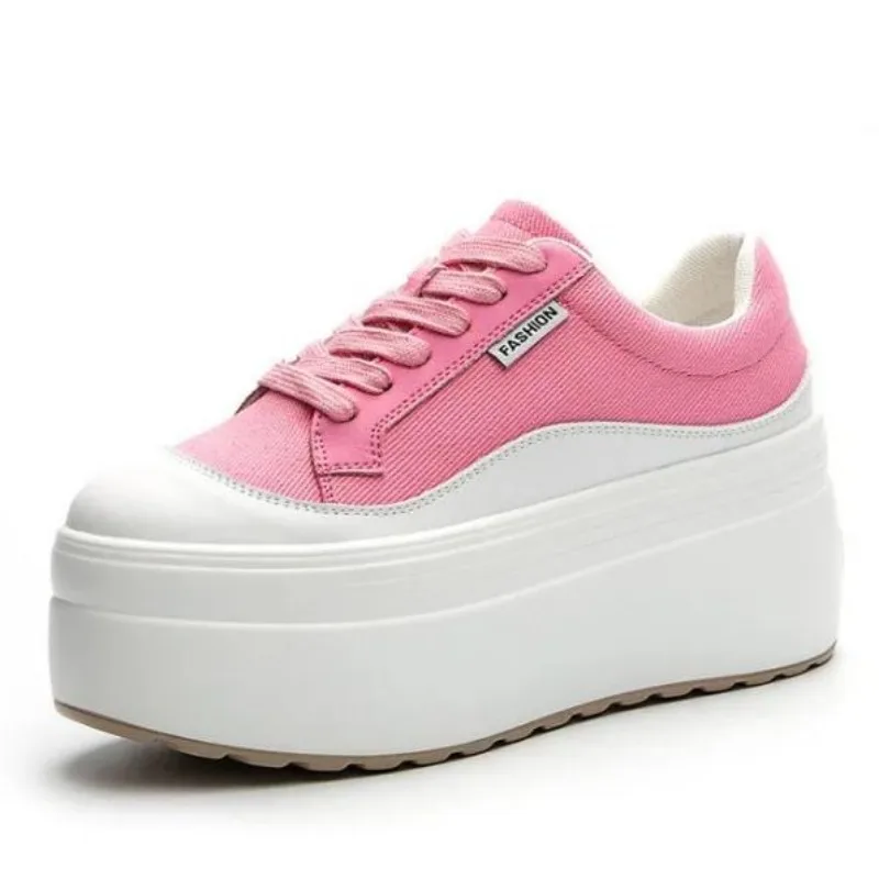 Women'S Fashion Gym Shoes - 8cm baru kanvas kulit asli wanita