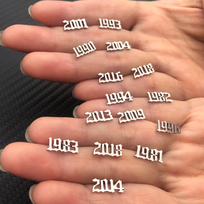 Women'S Fashion Year 2000 - Kecil Tahun Nomor Stainless Steel Anting-Anting
