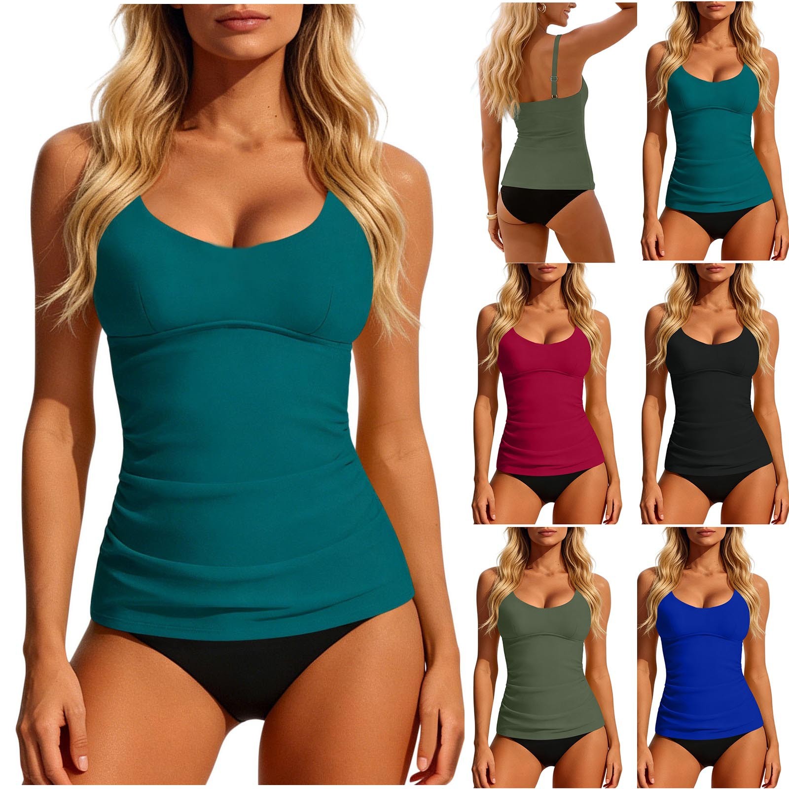 Crop Top Women - Tankini Wanita 2026 Warna Teal, Atasan