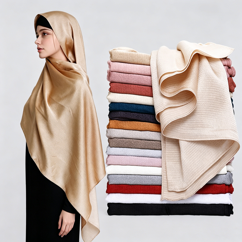 Women Fashion Wear - Hijab Satin Mengkilap untuk Wanita, Bandana