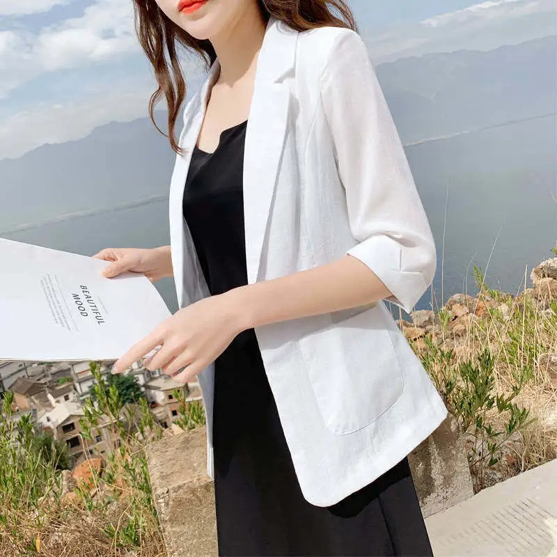 Blazer Women Oversized - Jaket Wanita Linen Tipis Model Blazer,