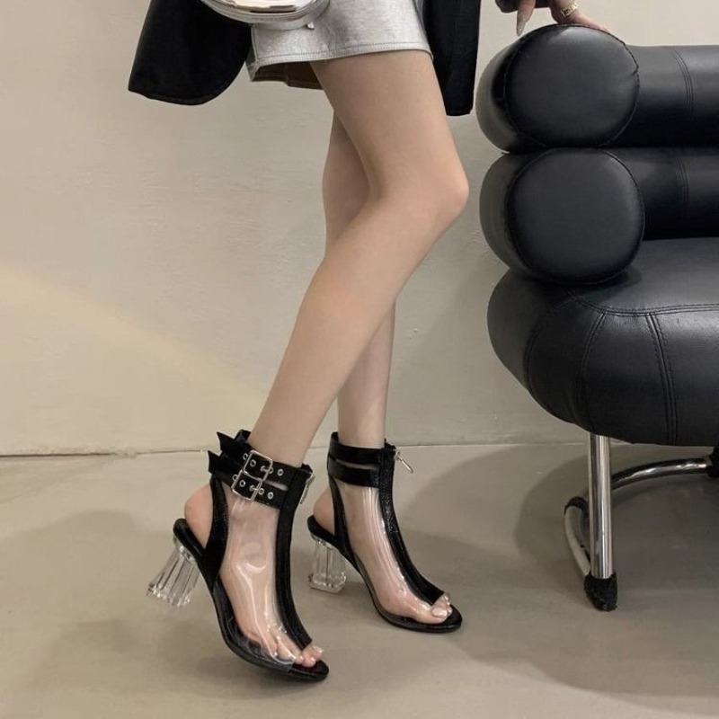 Women'S Fashion Belts - Sandal Hak Kristal Ritsleting Musim Panas
