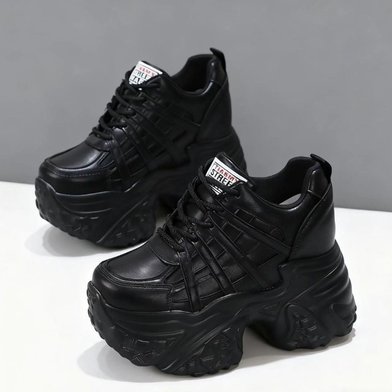 Women'S Fashion Gym Shoes - Sepatu Sneakers Platform Wedge Kulit Asli