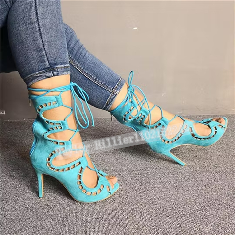 Sandal Biru dengan Tali Silang - Women'S Fashion Leather Boots ulasan dan harga