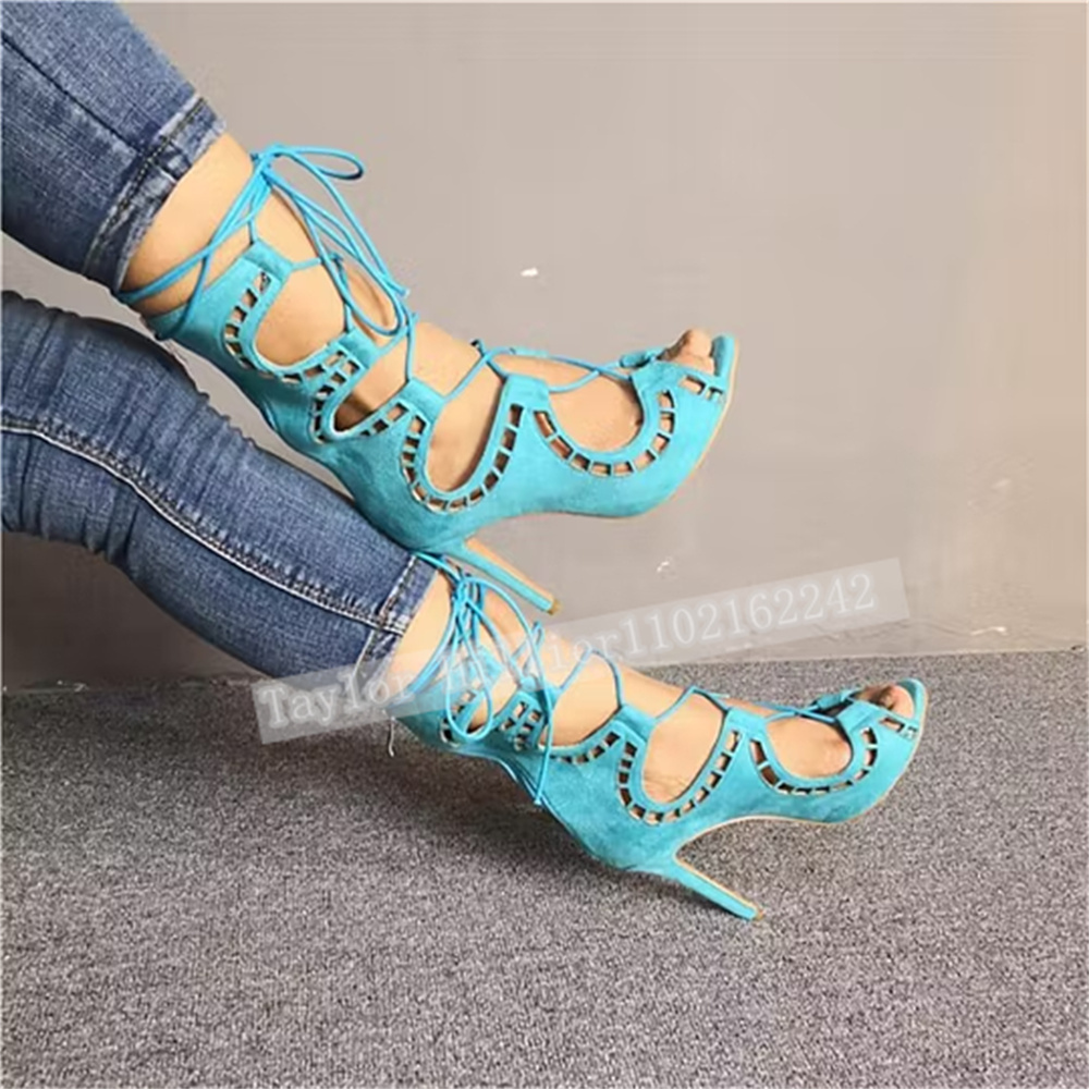 Sandal Biru dengan Tali Silang - Women'S Fashion Leather Boots ulasan dan harga