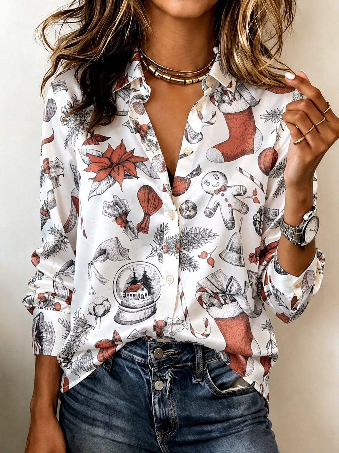Blus Satin Lengan Panjang Kera - Women'S Fashion Tops ulasan dan harga