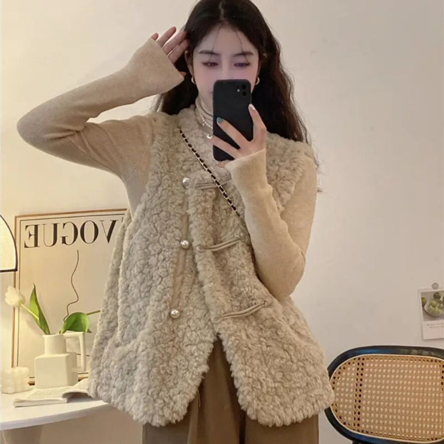 Rompi Wanita Bulu Domba Putih  - Women'S Fashion Gilet ulasan dan harga