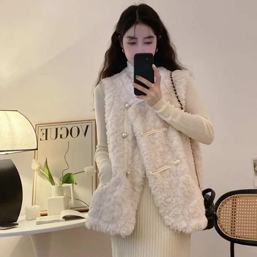 Rompi Wanita Bulu Domba Putih  - Women'S Fashion Gilet ulasan dan harga