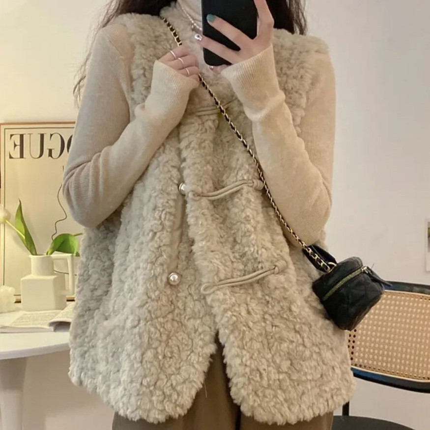Rompi Wanita Bulu Domba Putih  - Women'S Fashion Gilet ulasan dan harga
