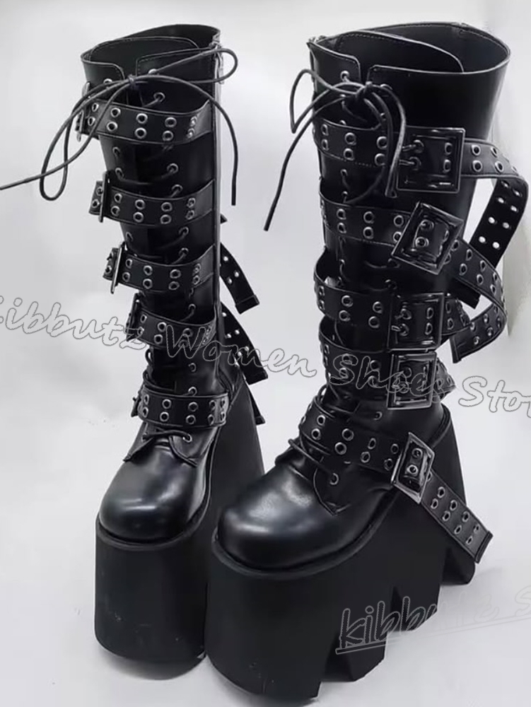 Sepatu Bot Setinggi Lutut Plat - Women'S Fashion Leather Boots ulasan dan harga