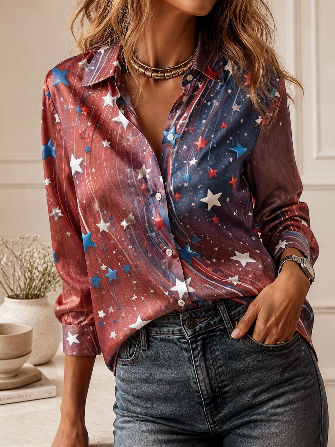 Atasan Berkerah Lengan Panjang - Women'S Fashion Tops ulasan dan harga