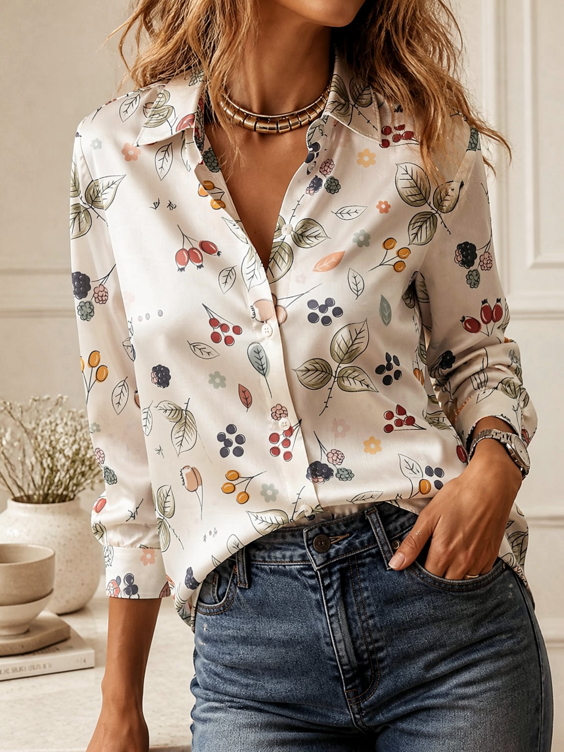 Atasan Berkerah Lengan Panjang - Women'S Fashion Tops ulasan dan harga