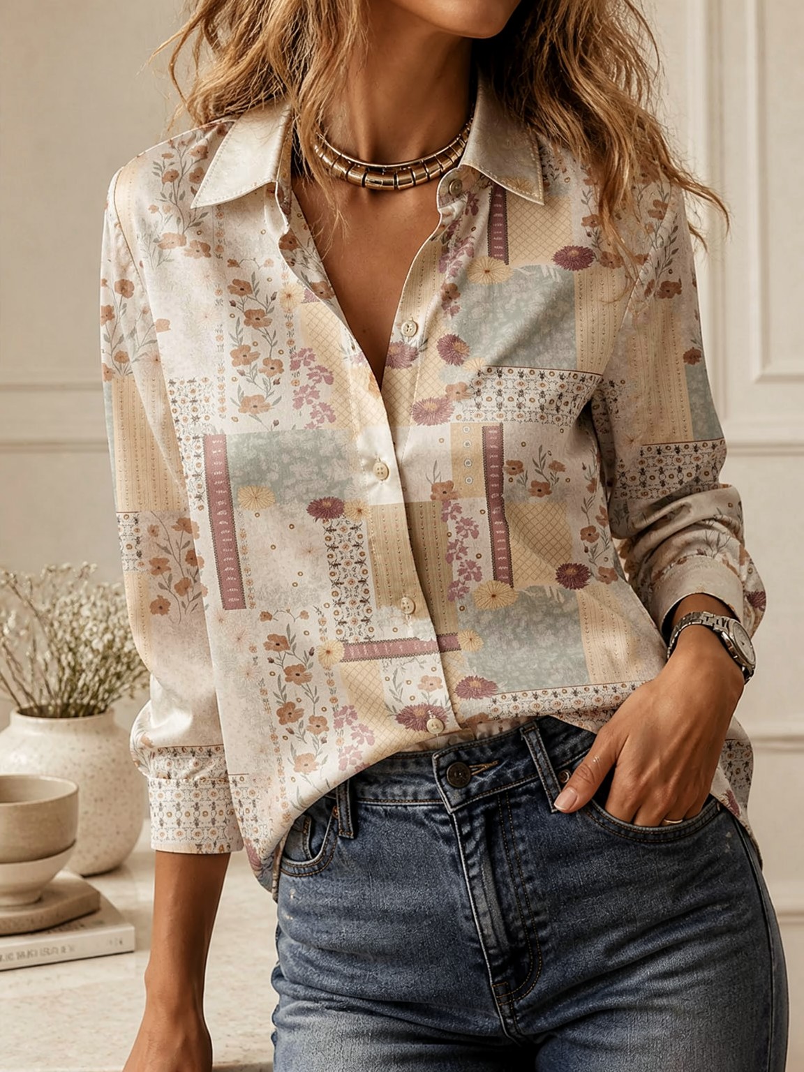 Atasan Berkerah Lengan Panjang - Women'S Fashion Tops ulasan dan harga