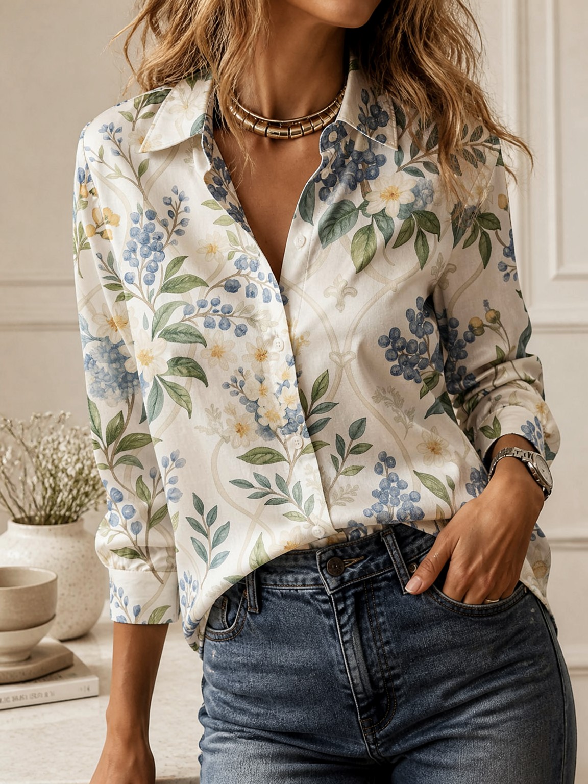 Blus Berkerah Kasual Serbaguna - Women'S Fashion Tops ulasan dan harga