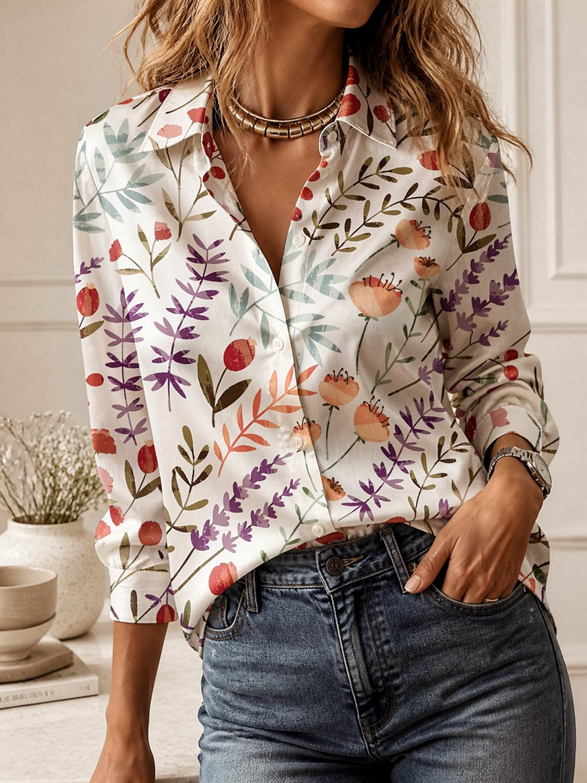 Blus Berkerah Kasual Serbaguna - Women'S Fashion Tops ulasan dan harga