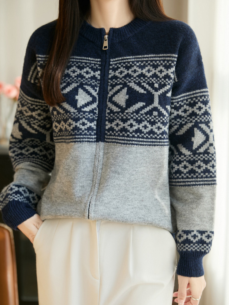 Kardigan Rajut Jacquard Vintag - Women'S Fashion Gilet ulasan dan harga