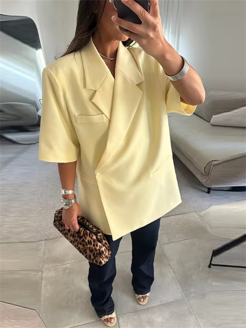 Jaket Setelan Wanita Kerah Lon - Blazer Women Oversized ulasan dan harga