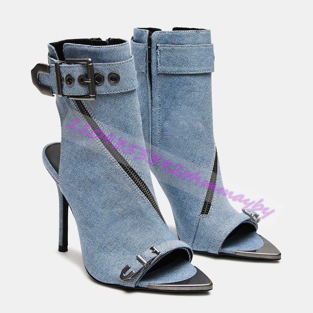 Sepatu Bot Ujung Runcing Denim - Women'S Fashion Belts ulasan dan harga