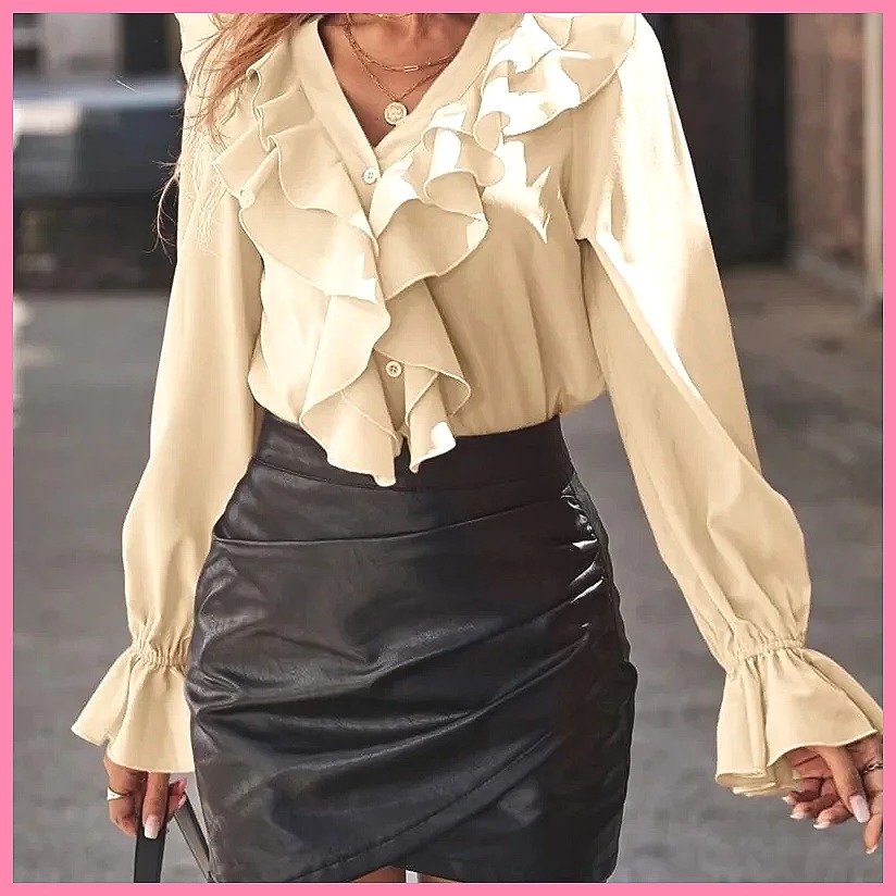 Blus Elegan Wanita Model V-Nec - Women'S Fashion Tops ulasan dan harga