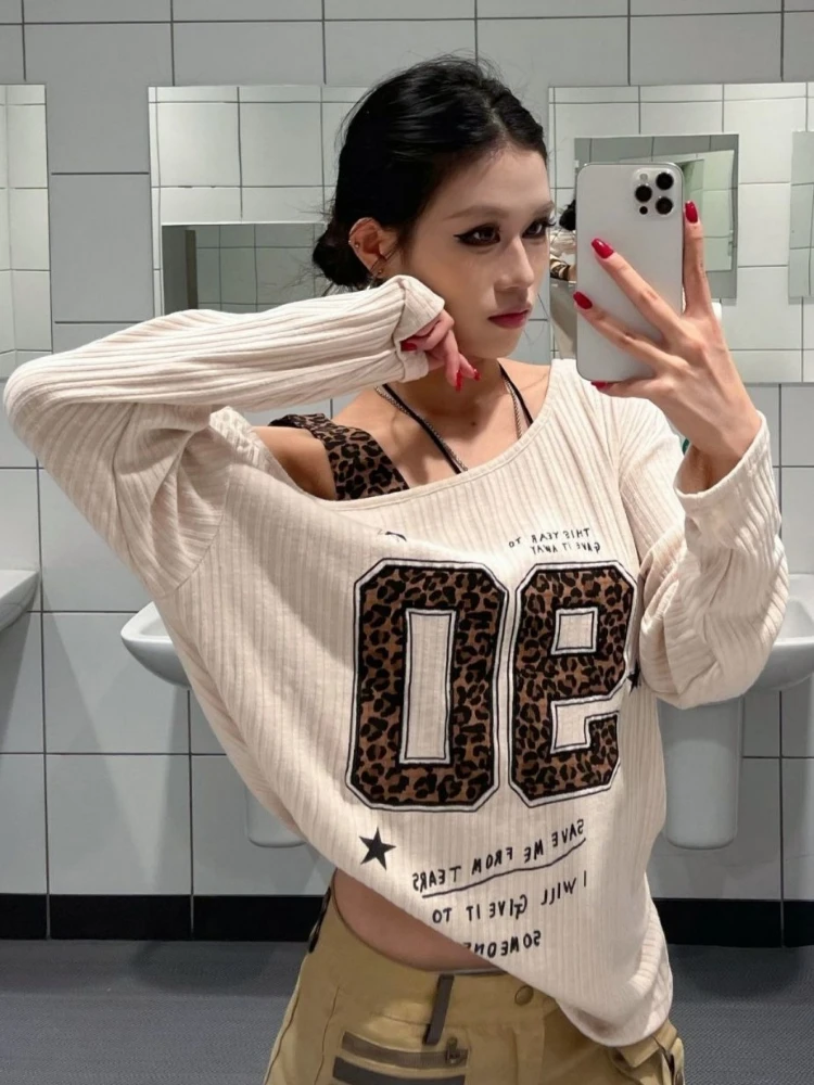 Kaos Leopard Print Patchwork Y - Women'S Fashion Tops ulasan dan harga