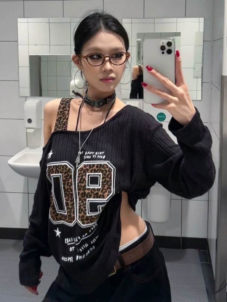Kaos Leopard Print Patchwork Y - Women'S Fashion Tops ulasan dan harga