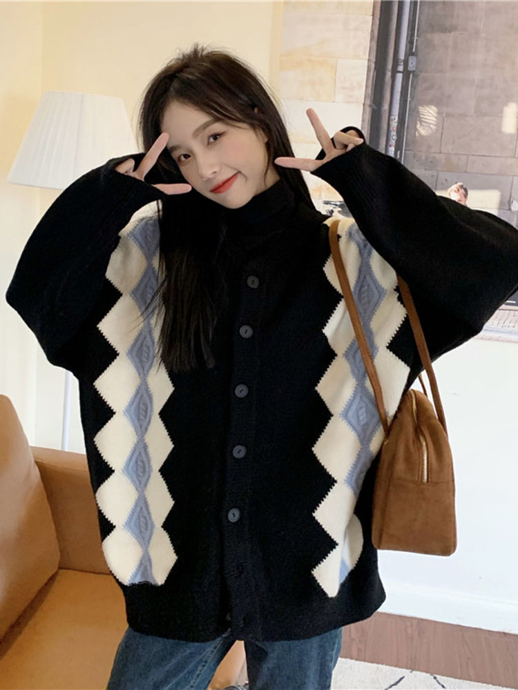 Kardigan Rajut Kotak Berlian F - Women'S Fashion Gilet ulasan dan harga
