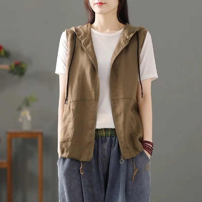 Rompi Wanita Putih Bahan Linen - Women'S Fashion Gilet ulasan dan harga