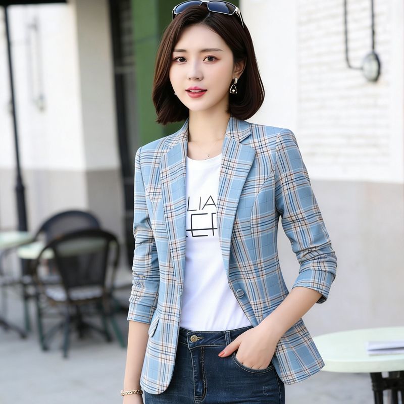 Jaket Jas Kotak-kotak Temperam - Blazer Women Oversized ulasan dan harga