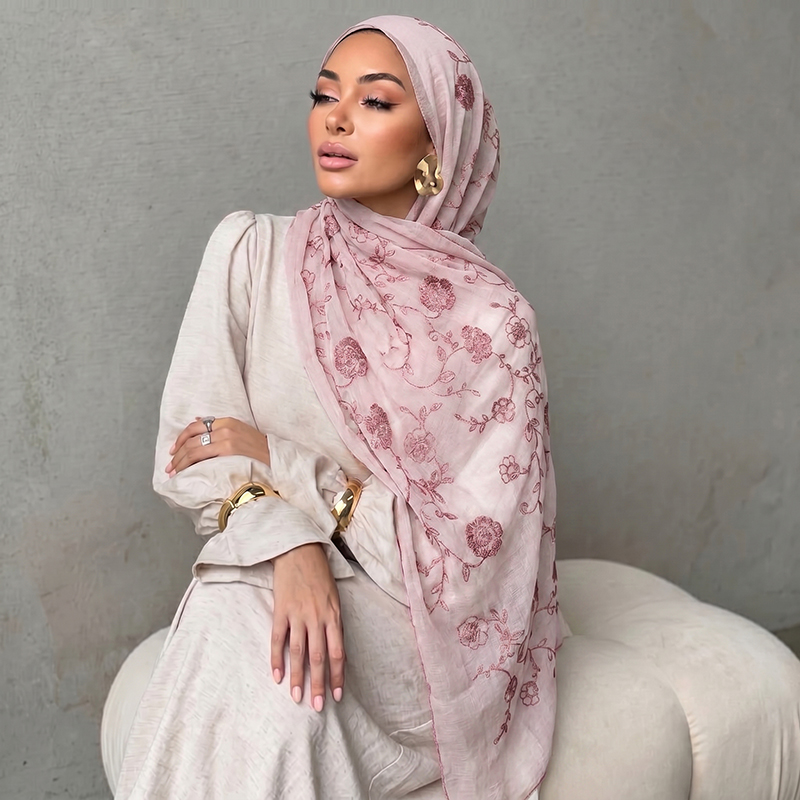 Hijab Muslim Bordir Bunga, Ker - Women Fashion Wear ulasan dan harga
