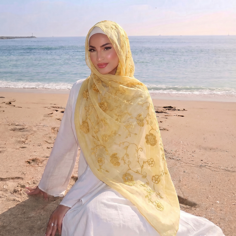 Hijab Muslim Bordir Bunga, Ker - Women Fashion Wear ulasan dan harga