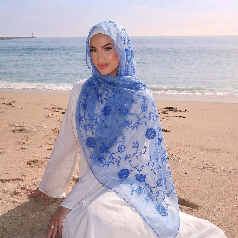 Hijab Muslim Bordir Bunga, Ker - Women Fashion Wear ulasan dan harga