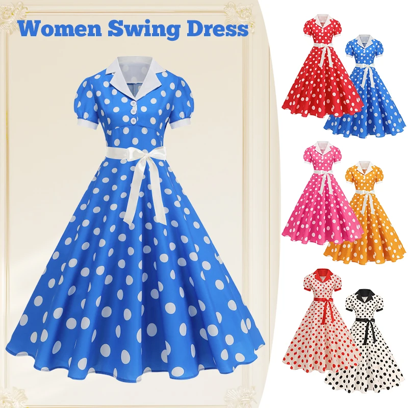 Gaun Musim Panas Vintage Polka - Women'S Fashion In The 60S ulasan dan harga