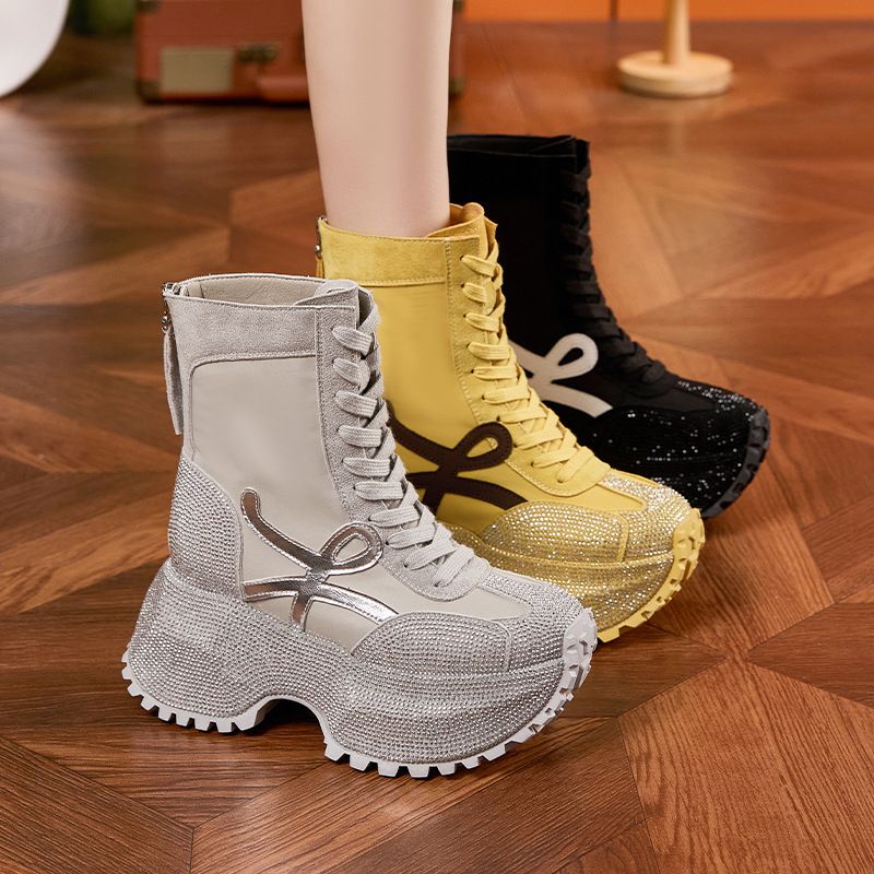 Sepatu Bot Modis High-Top Sol  - Women'S Fashion Leather Boots ulasan dan harga
