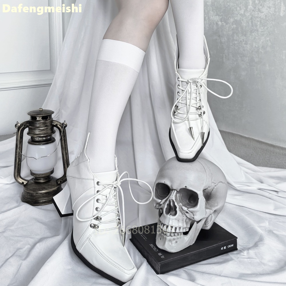 Sepatu Bot Kulit Putih Berujun - Women'S Fashion Leather Boots ulasan dan harga