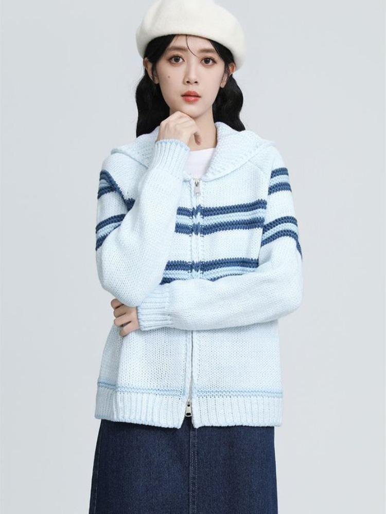 Kardigan Rajut Bergaris Kerah  - Women'S Fashion Gilet ulasan dan harga