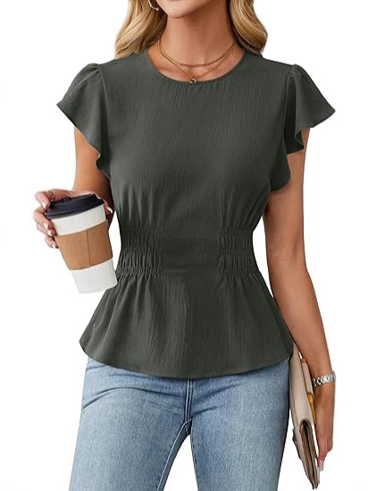 Blus Wanita Lengan Pendek Beru - Women'S Fashion Tops ulasan dan harga