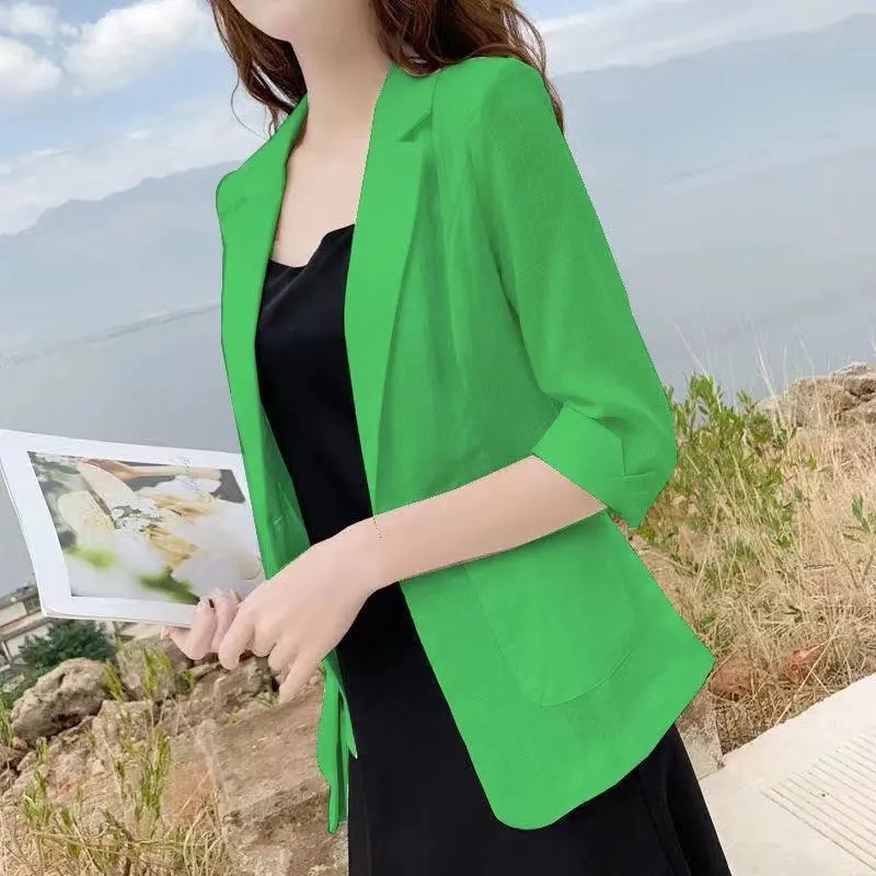 Jaket Wanita Linen Tipis Model - Blazer Women Oversized ulasan dan harga