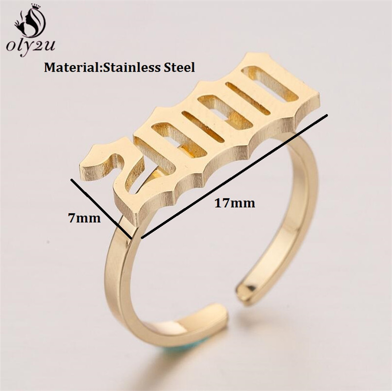 Oly2u Cincin Angka Tahun Lahir - Women'S Fashion Year 2000 ulasan dan harga