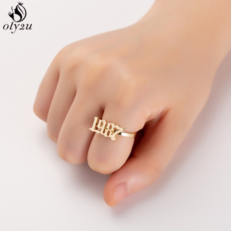 Oly2u Cincin Angka Tahun Lahir - Women'S Fashion Year 2000 ulasan dan harga