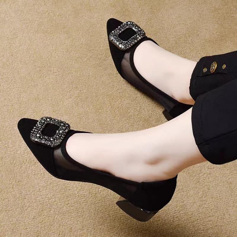 Sepatu Pumps Hak Blok Berujung - Women'S Fashion Shoes ulasan dan harga