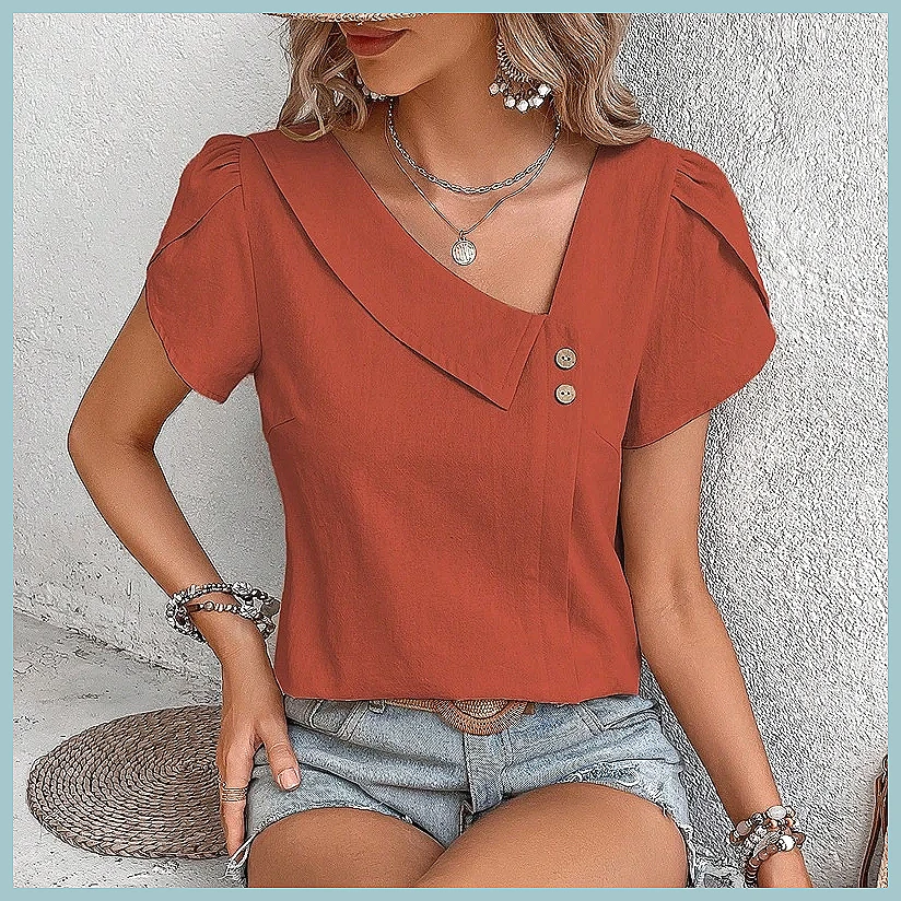 Blus Warna Solid Vintage Musim - Women'S Fashion Tops ulasan dan harga