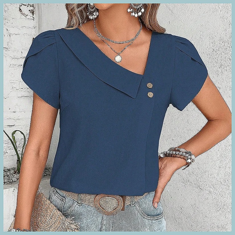 Blus Warna Solid Vintage Musim - Women'S Fashion Tops ulasan dan harga